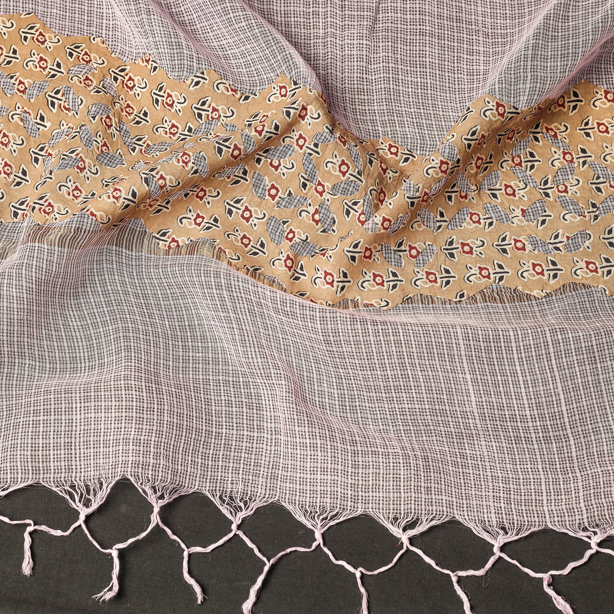 Applique Cut Work Kota Doria Cotton Dupatta with Zari Border