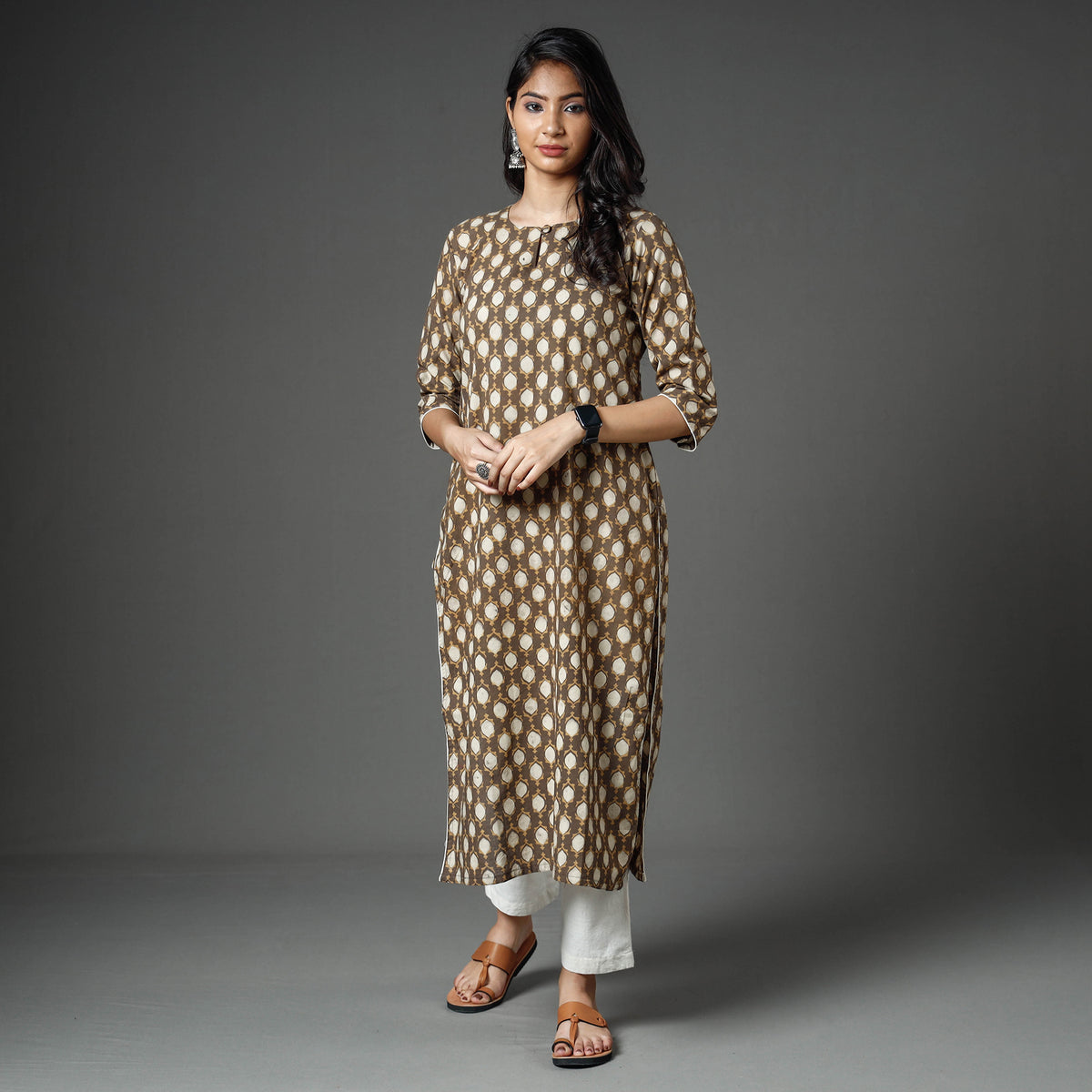 Akola Block Printed Cotton Long Kurta