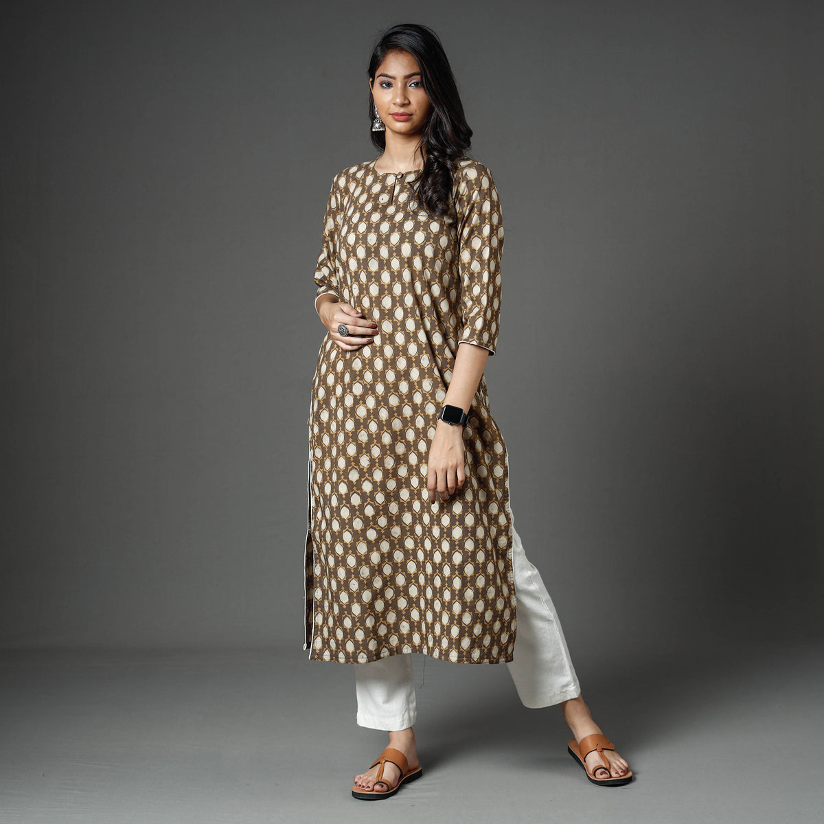 Akola Block Printed Cotton Long Kurta