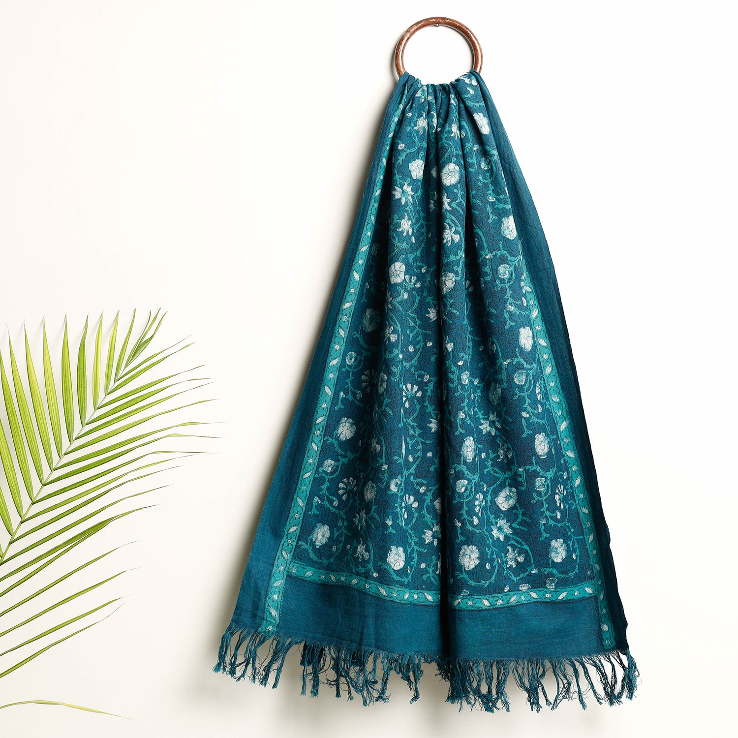 Blue - Akola Block Printed Pure Handloom Cotton Towel