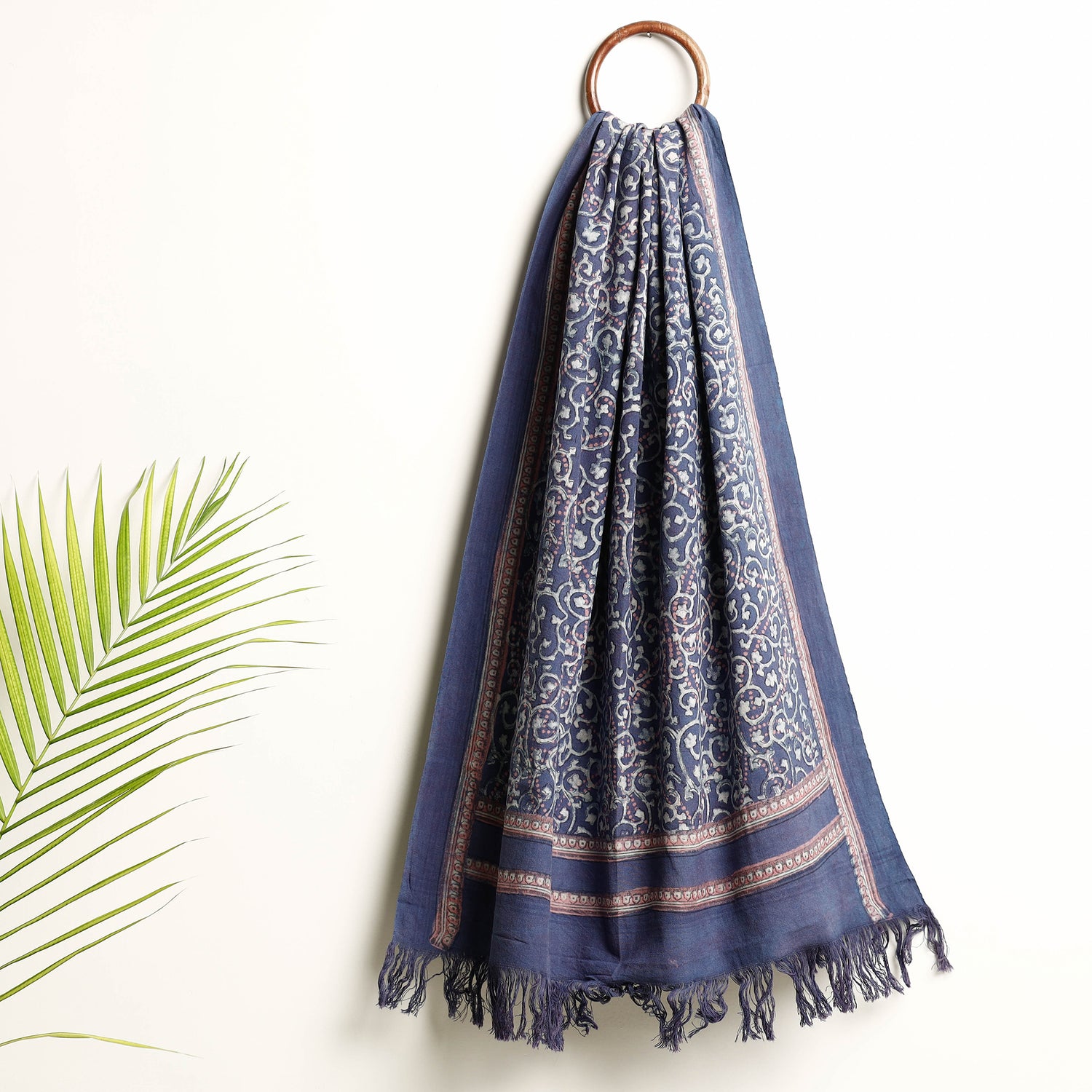 Blue - Akola Block Printed Pure Handloom Cotton Towel main image 1