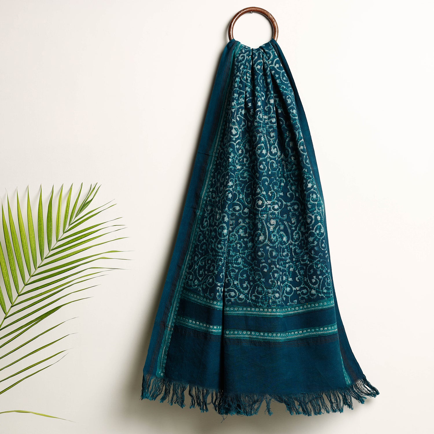 Blue - Akola Block Printed Pure Handloom Cotton Towel