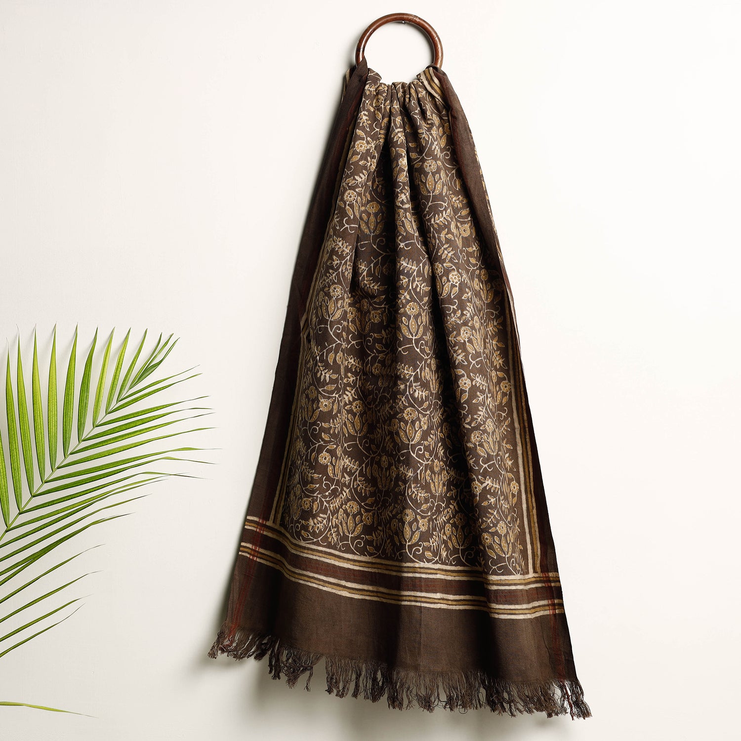 Green - Akola Block Printed Pure Handloom Cotton Towel main image 0