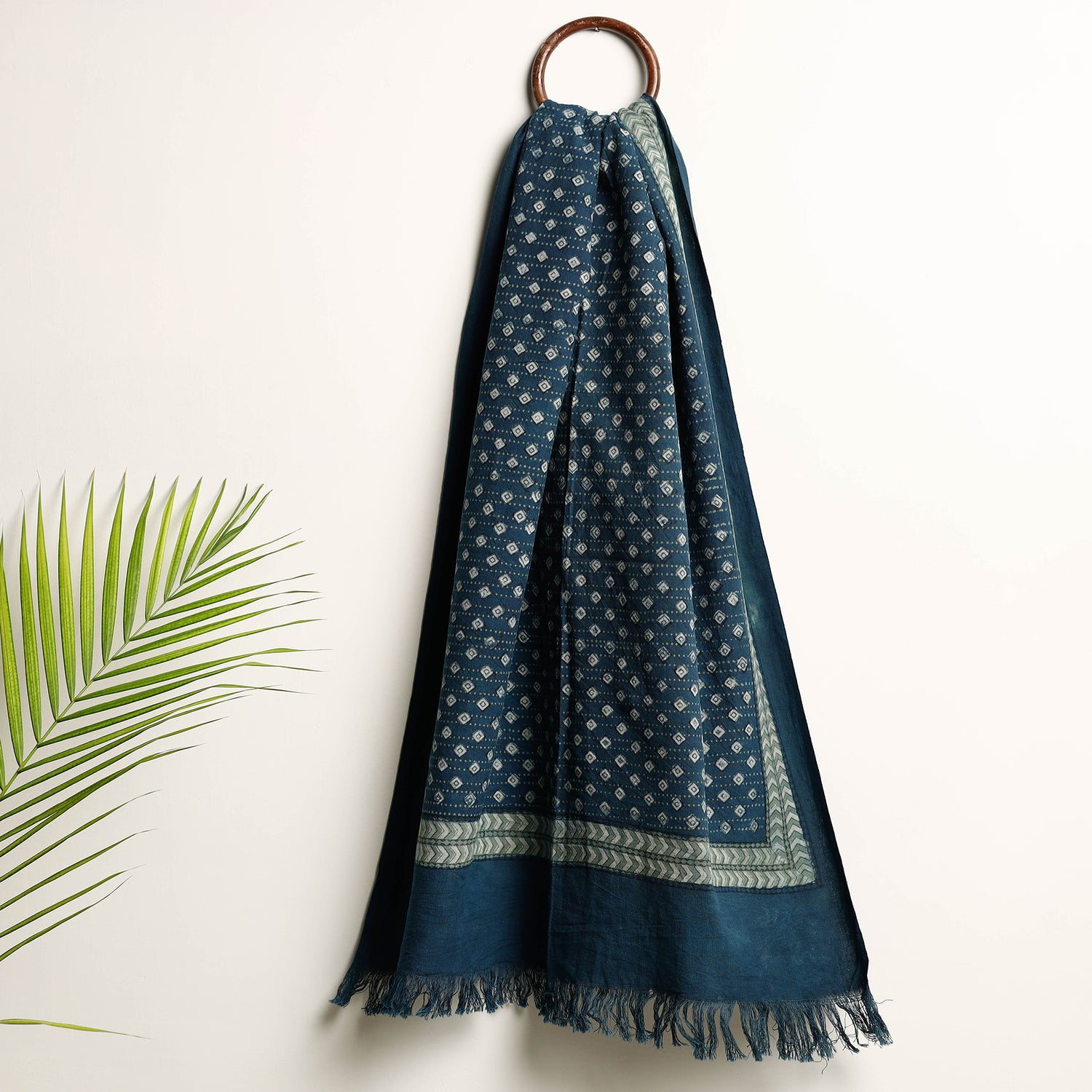 Blue - Akola Block Printed Pure Handloom Cotton Towel main image 0