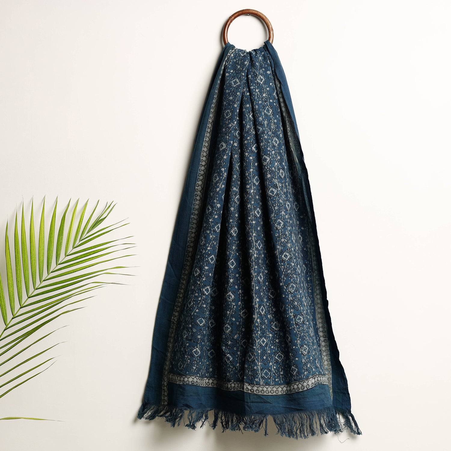 Green - Akola Block Printed Pure Handloom Cotton Towel main image 1