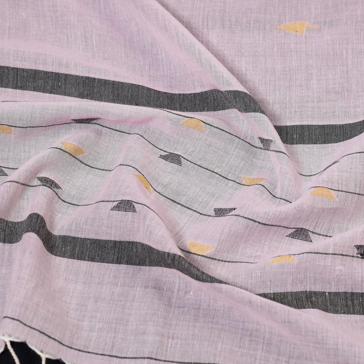 Phulia Jamdani Handloom Cotton Stole with Tassels