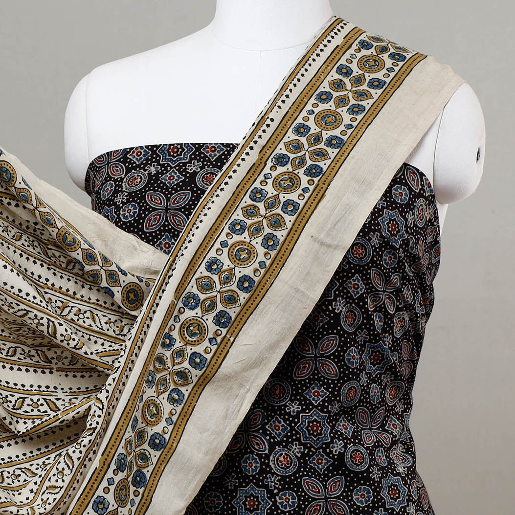 3pc Ajrakh Block Printed Cotton Suit Material Set