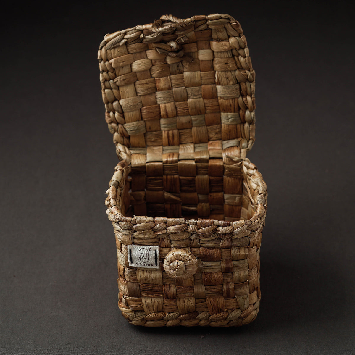 Handcrafted Organic Water Hyacinth Storage Box (5 x 5 in)