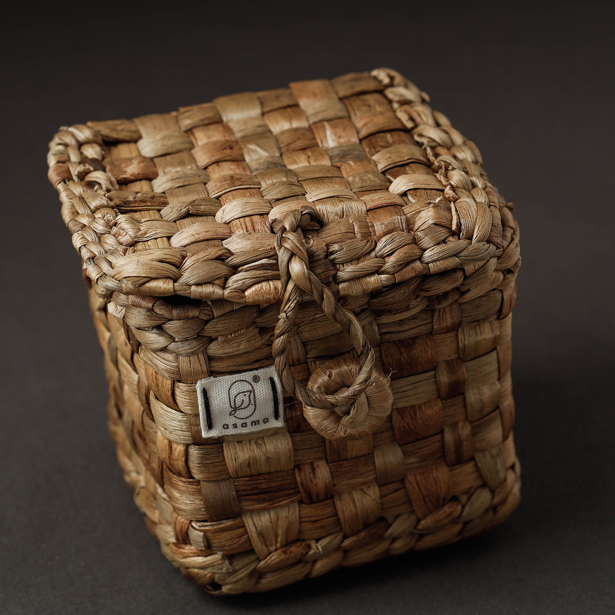 Handcrafted Organic Water Hyacinth Storage Box (5 x 5 in)