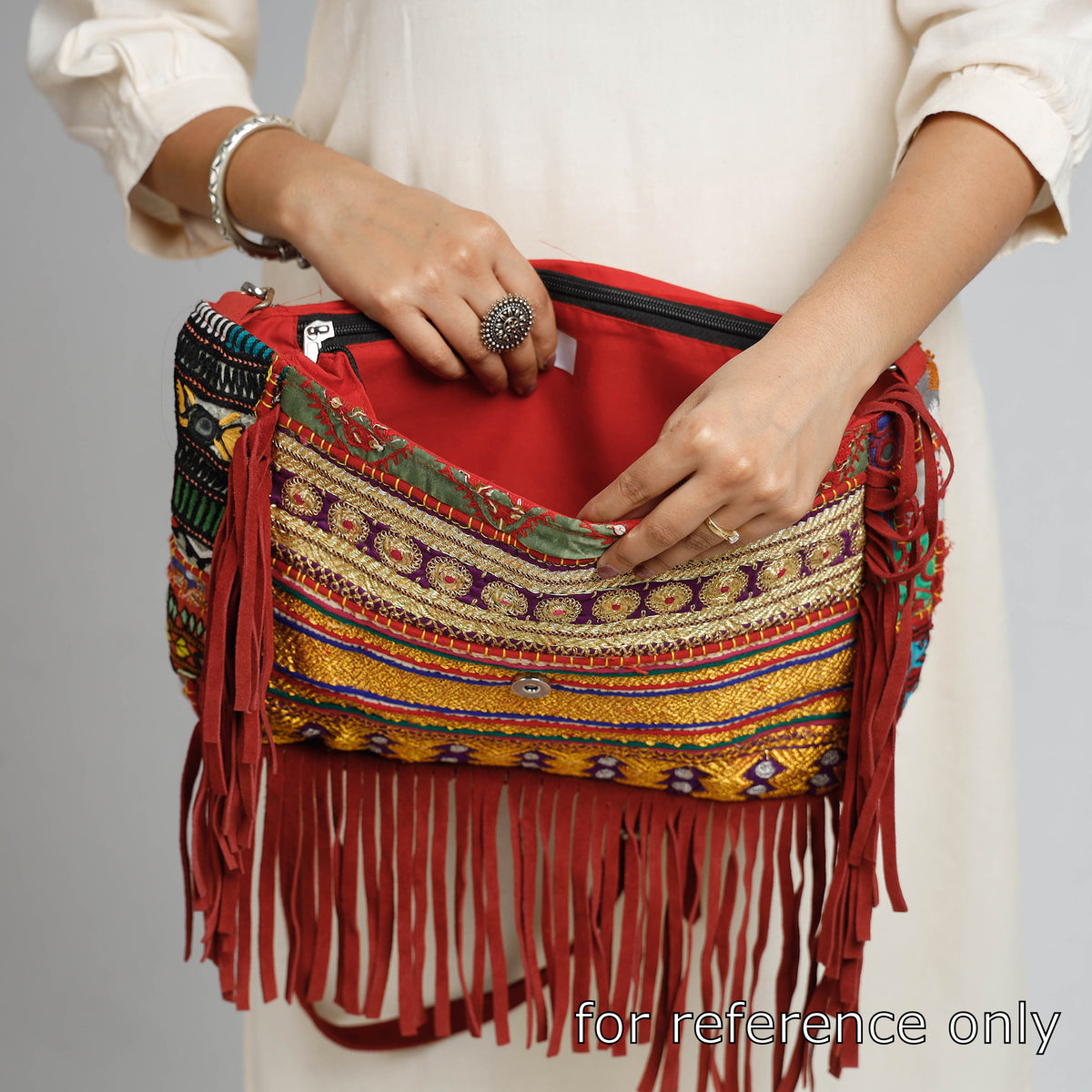 Banjara Vintage Embroidery Beads, Shell &amp; Coin Patchwork Sling Bag