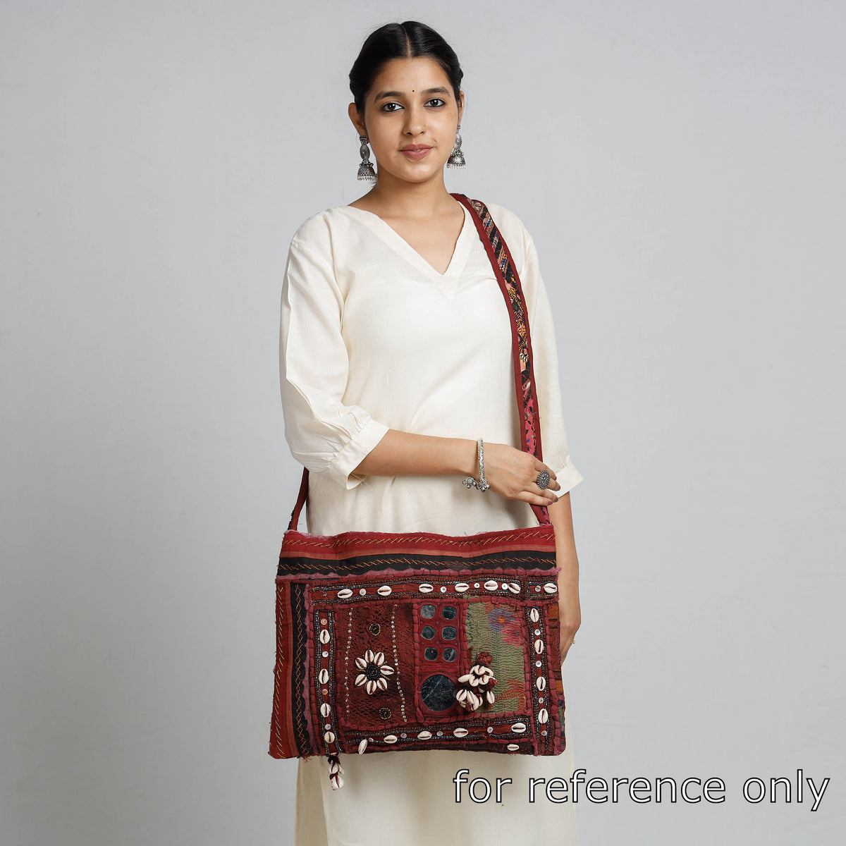 Banjara Vintage Embroidery Shell &amp; Mirror Patchwork Sling Bag