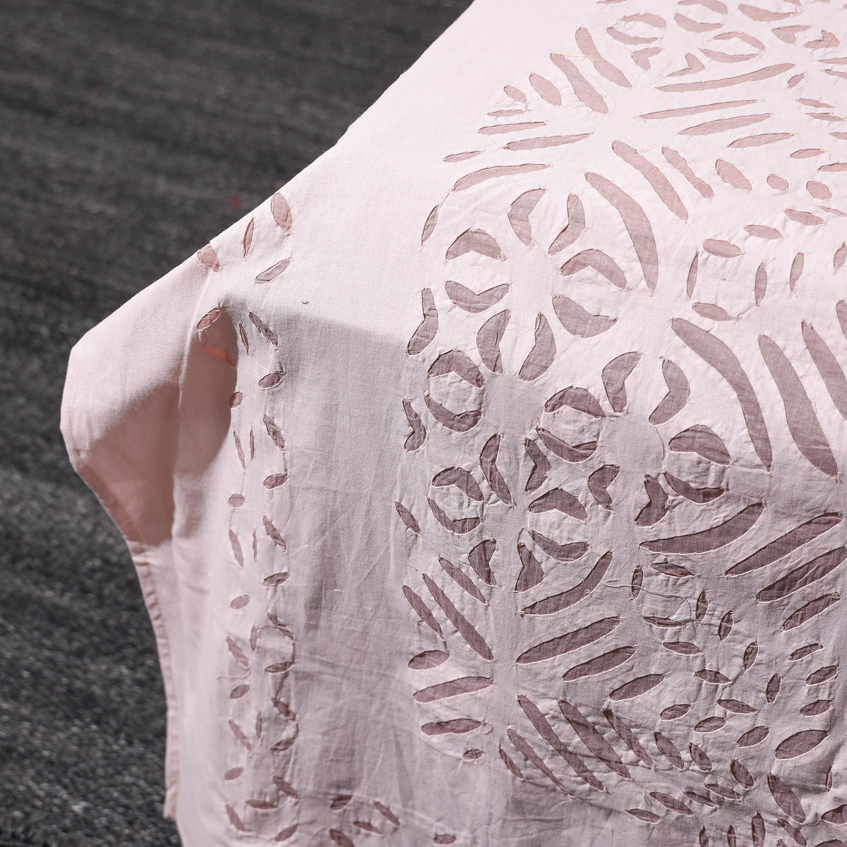 Barmer Applique Cut Work Cotton Double Bed Cover with Pillow Covers (108 x 90 in)