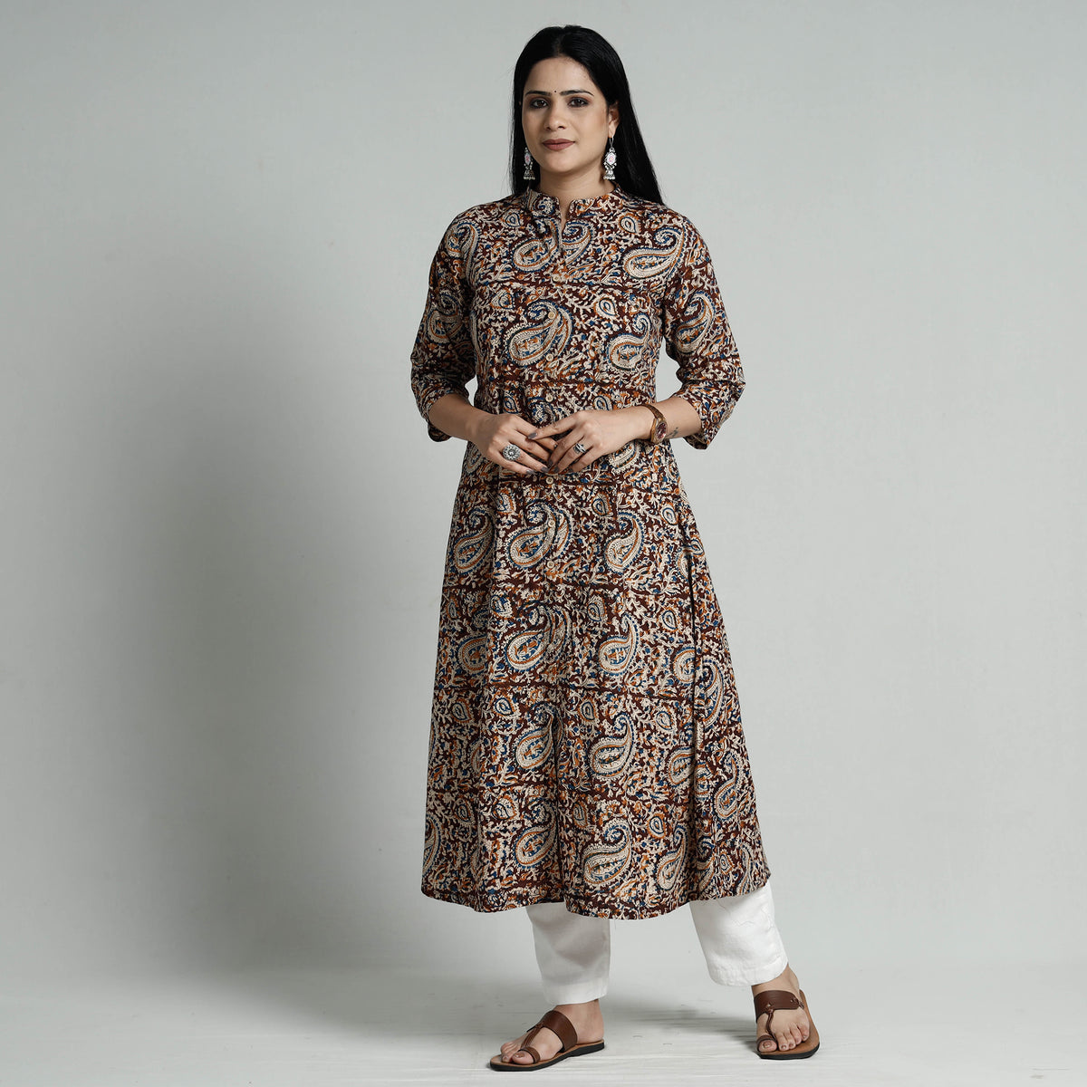 Kalamkari Hand Block Printed Cotton Long Kurti