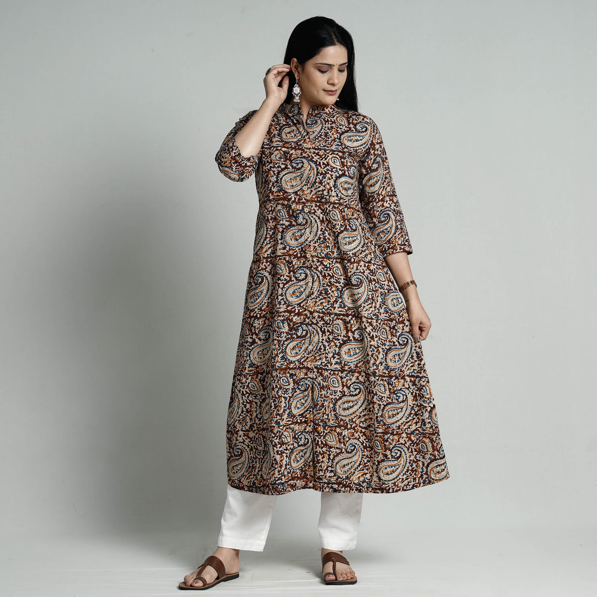 Kalamkari Hand Block Printed Cotton Long Kurti