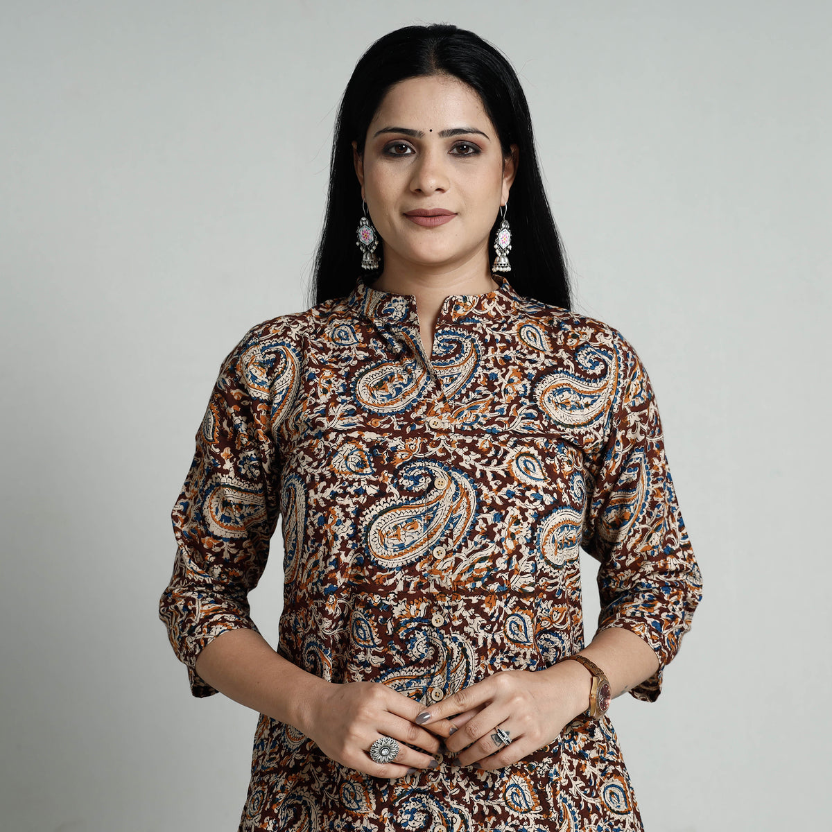 Kalamkari Hand Block Printed Cotton Long Kurti