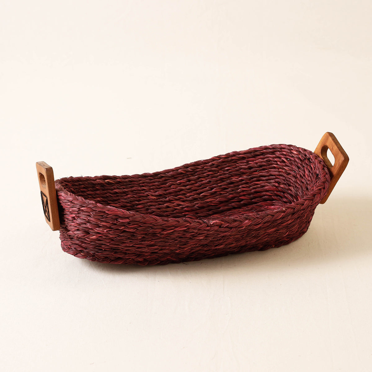 Kadam Haat Handmade Sabai Grass Bread Basket (Red - Set of 2)