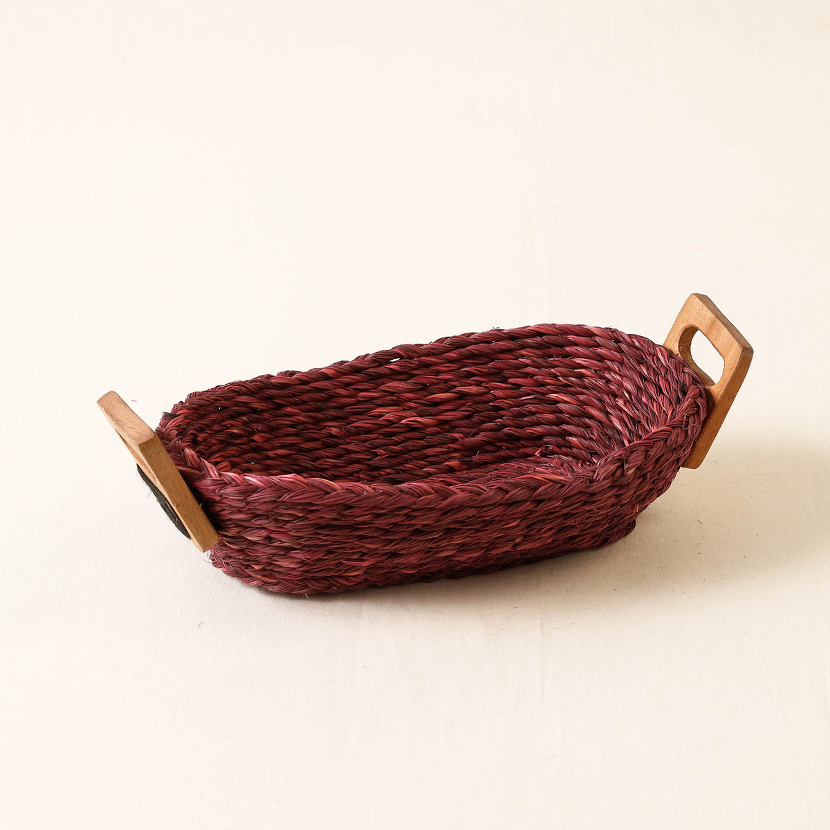 Kadam Haat Handmade Sabai Grass Bread Basket (Red - Set of 2)