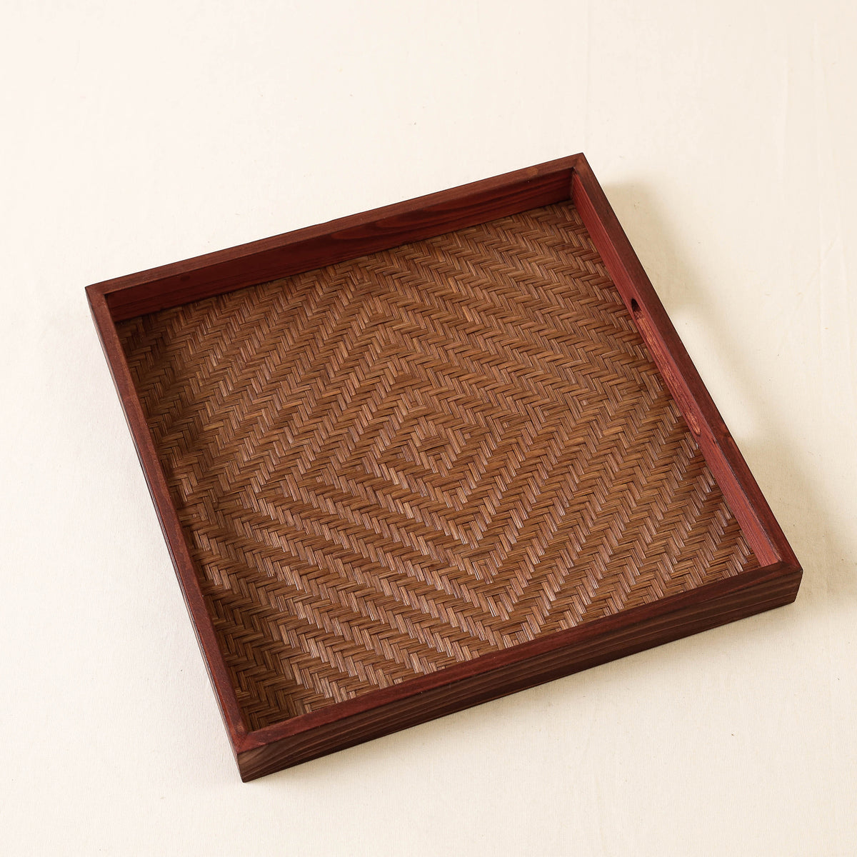 Kadam Haat Handmade Bamboo Square Tray - Medium (Brown)