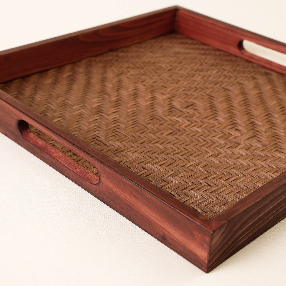 Kadam Haat Handmade Bamboo Square Tray - Medium (Brown)
