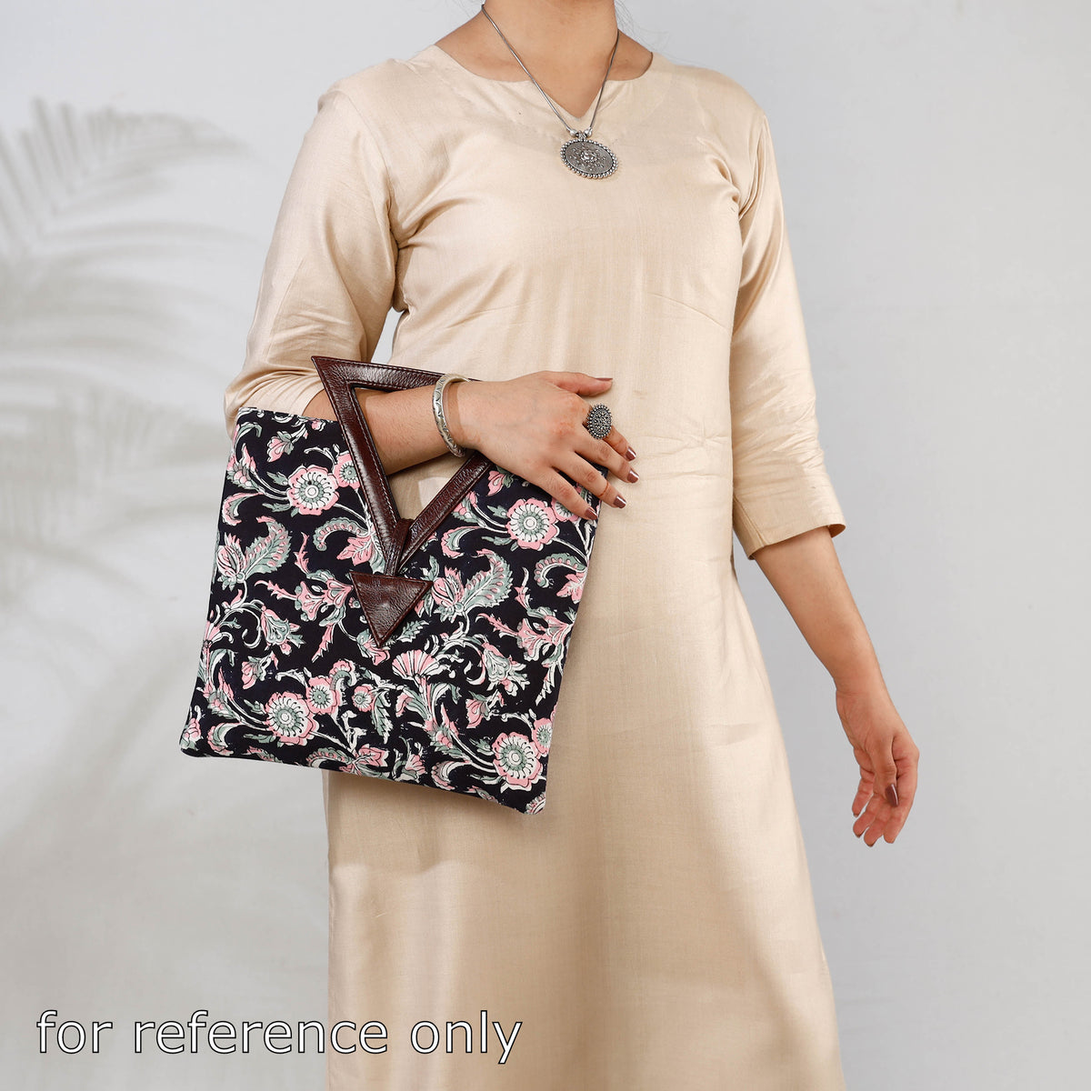 Handcrafted Sanganeri Printed Leather Hand Bag