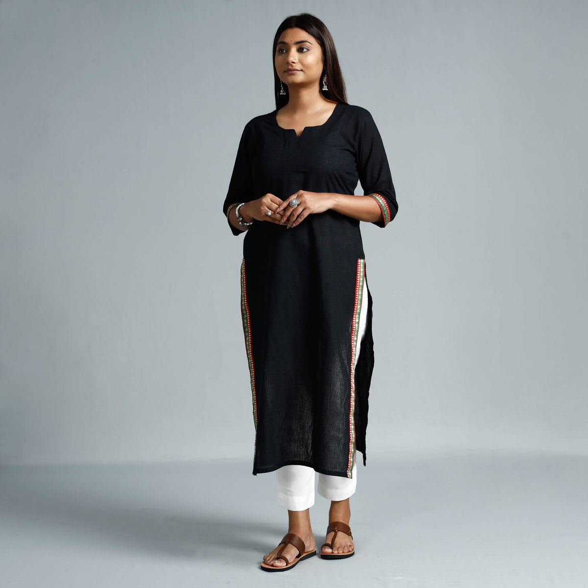 Black Dharwad Cotton Long Kurti