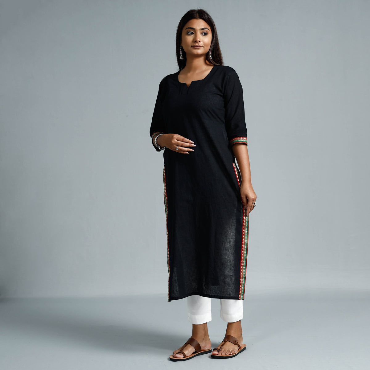 Black Dharwad Cotton Long Kurti