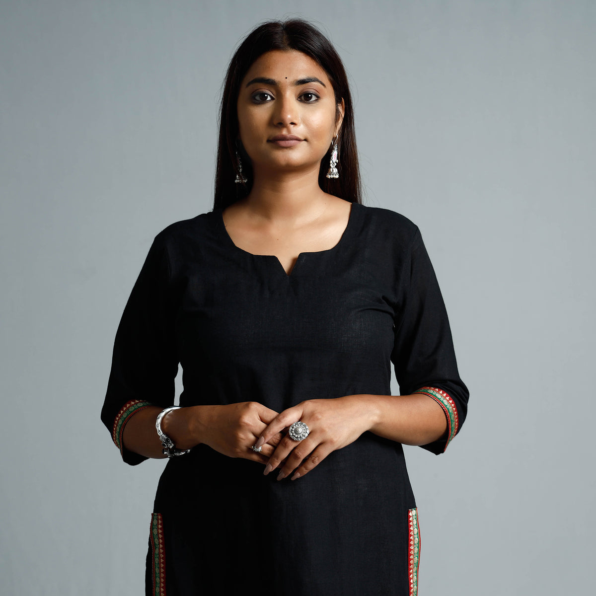 Black Dharwad Cotton Long Kurti