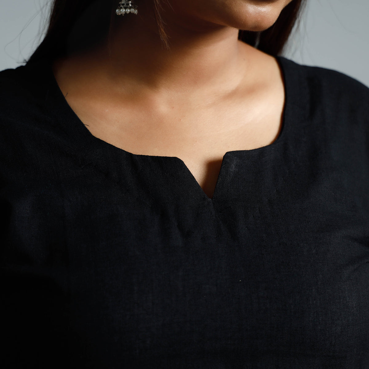 Black Dharwad Cotton Long Kurti