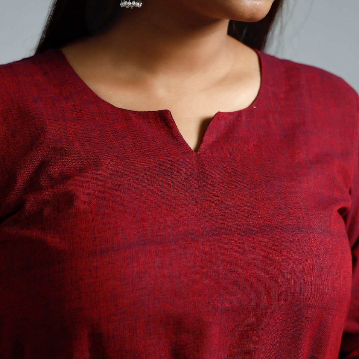 Red &amp; Blue Dharwad Cotton Long Kurti