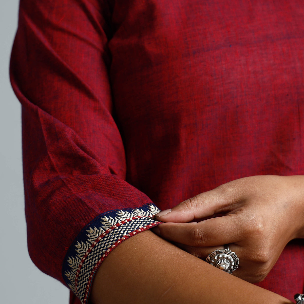 Red &amp; Blue Dharwad Cotton Long Kurti