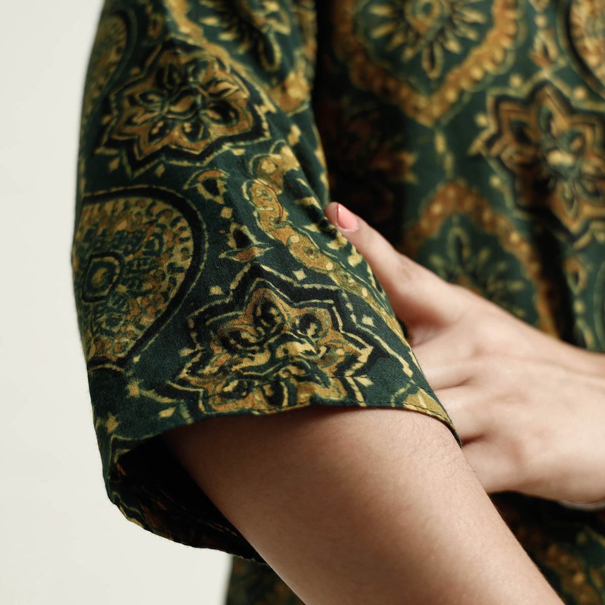 Ajrakh Block Printed Cotton Stitched Kurti with Palazzo Set