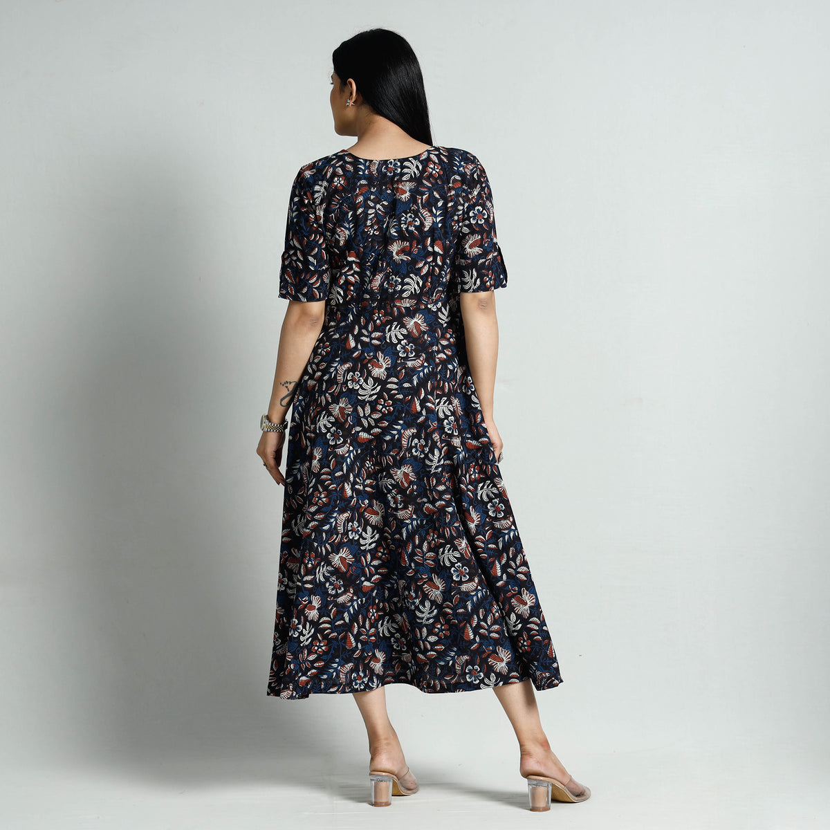 Bagru Block Printed Cotton Flared Dress