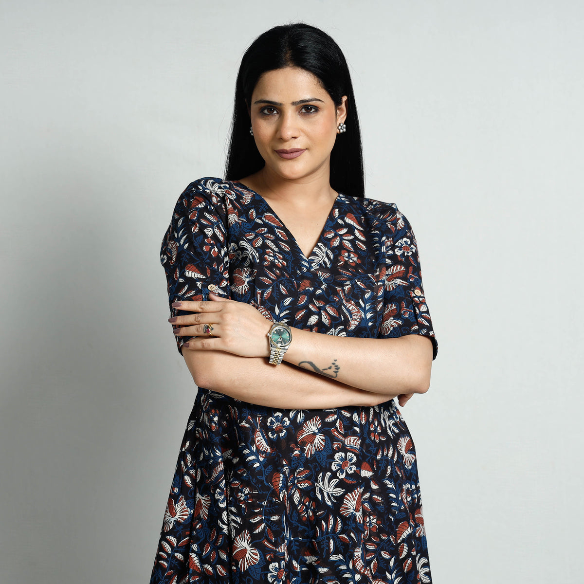 Bagru Block Printed Cotton Flared Dress
