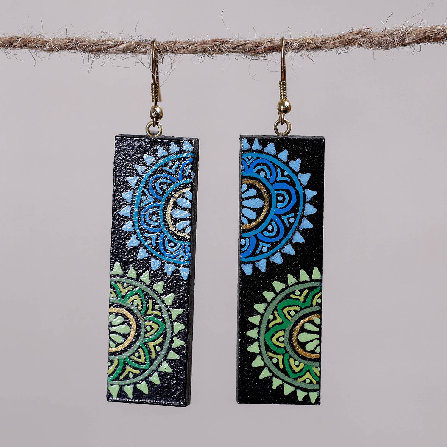 Hand painted wooden earrings sales