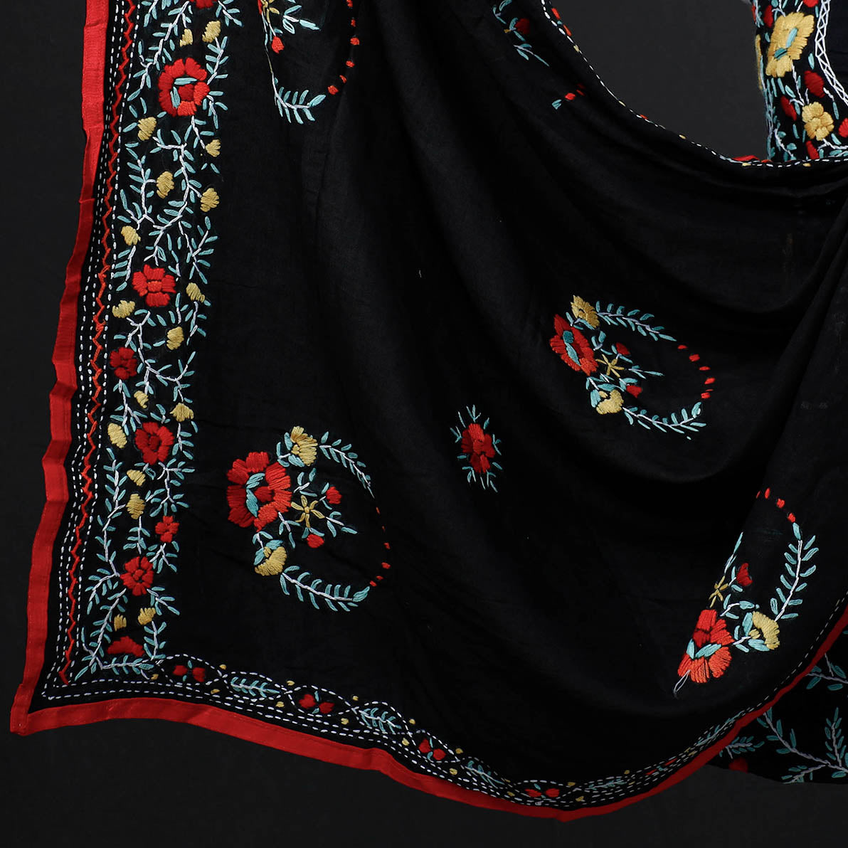 3pc Phulkari Embroidery Cotton Suit Material Set