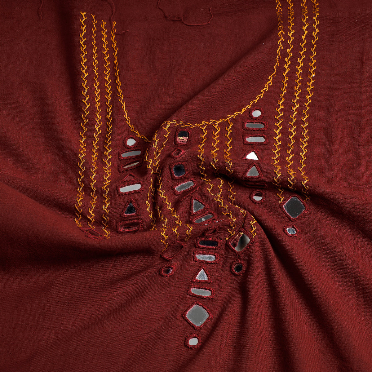 Kutch Bhujodi Weaving Handloom Organic Kala Cotton Kurti Material - 2.45 Meter