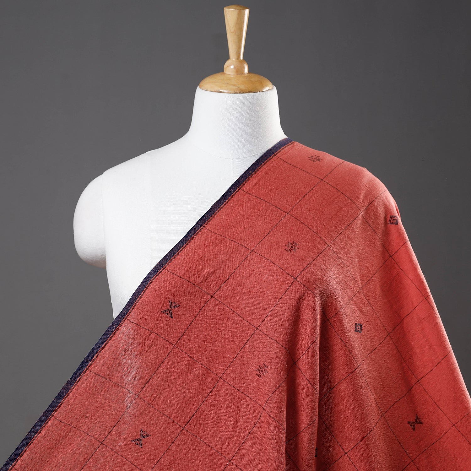 Green - Organic Kala Cotton Handloom Buti Fabric 01