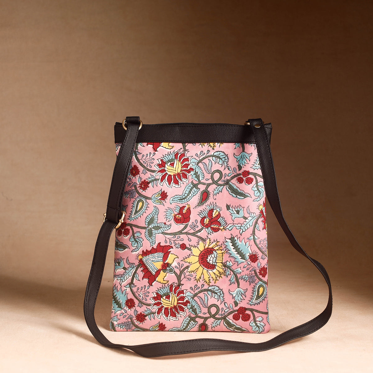 Handcrafted Sanganeri Printed Leather Sling Bag
