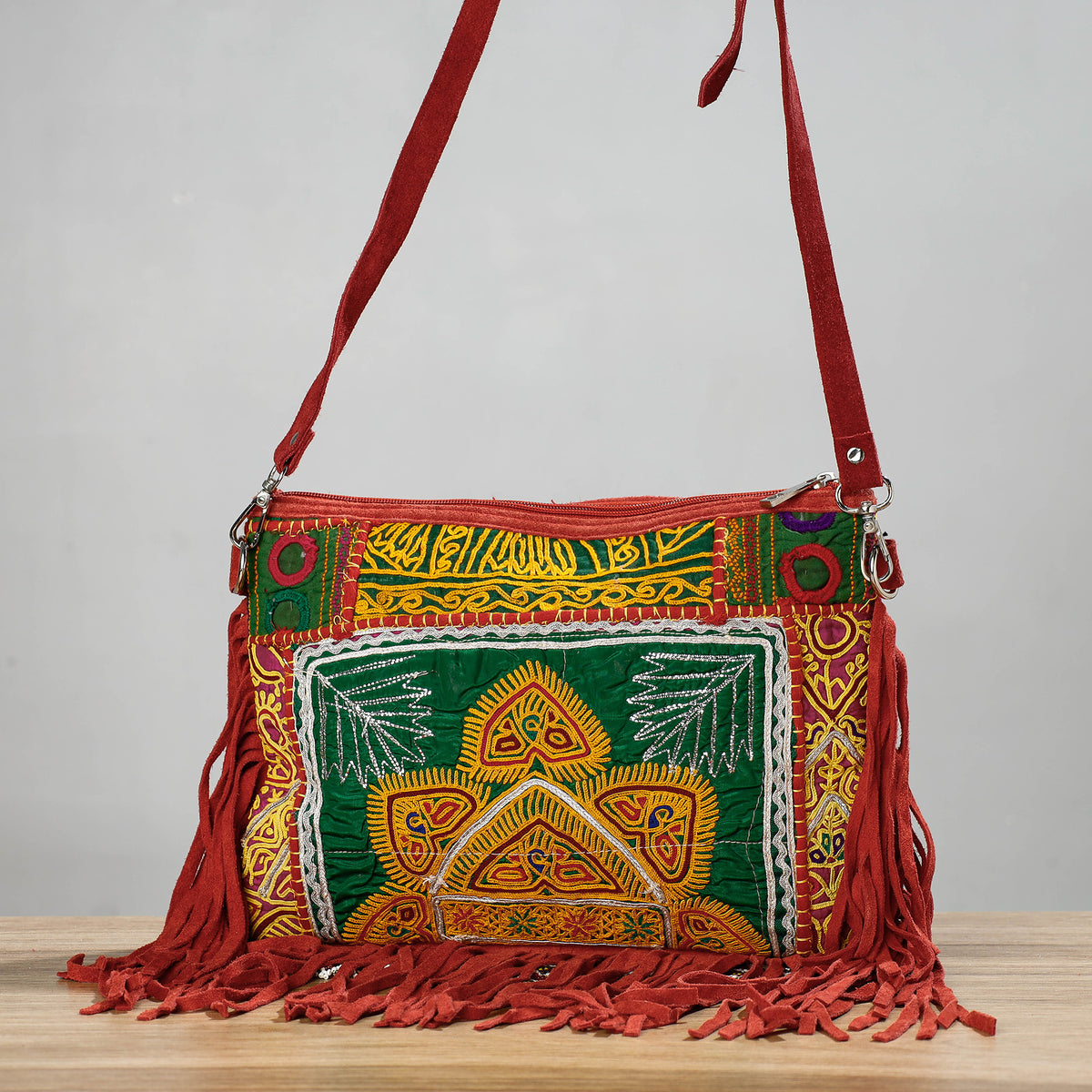 Banjara Vintage Embroidery Beads, Shell &amp; Coin Patchwork Sling Bag