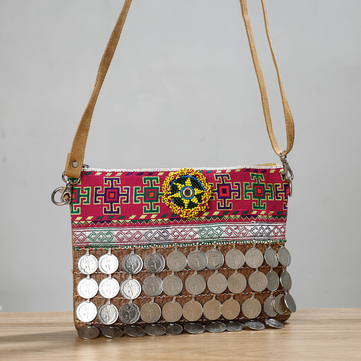 Banjara Vintage Embroidery Coin &amp; Bead Work Sling Bag
