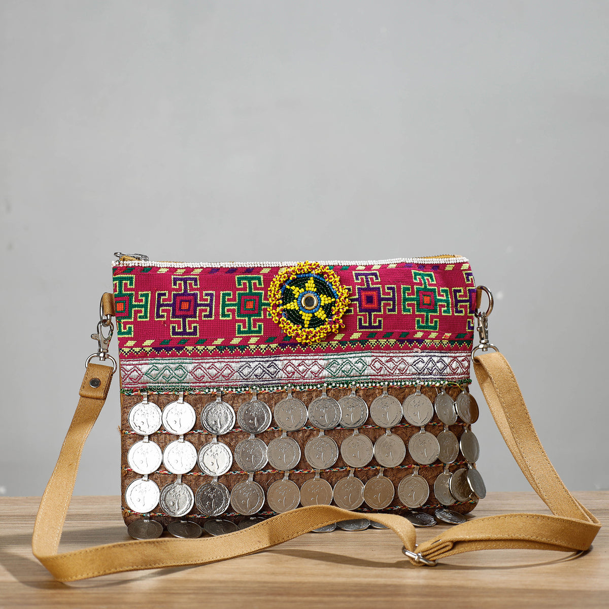 Banjara Vintage Embroidery Coin &amp; Bead Work Sling Bag