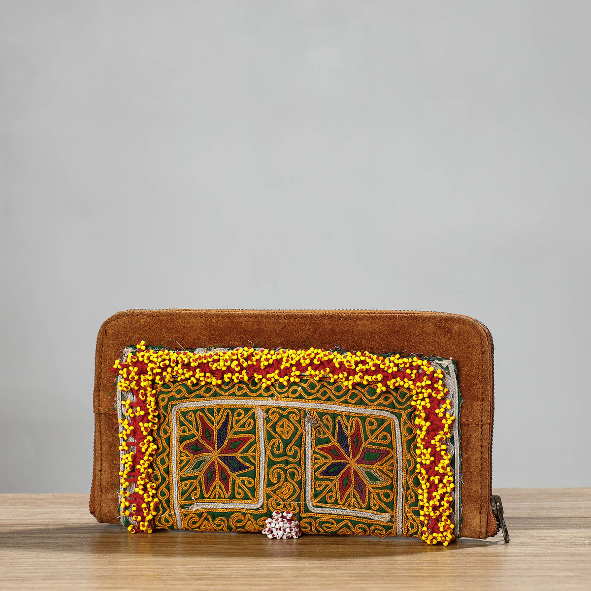 Banjara Vintage Embroidery Beadwork Suede Leather Wallet