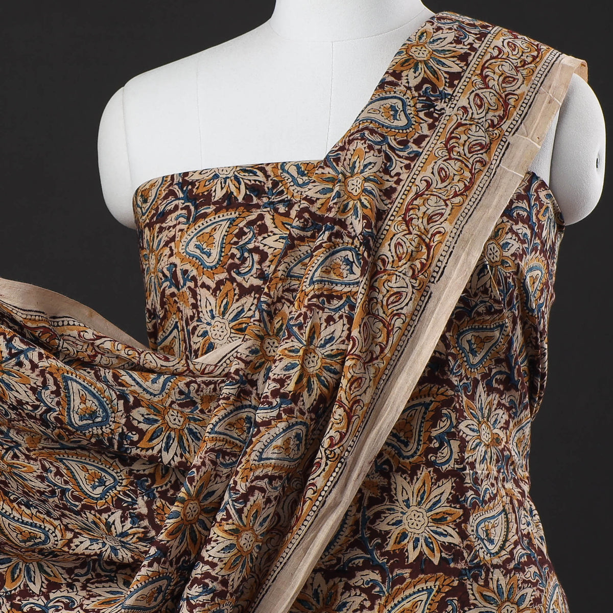 2pc Kalamkari Block Printing Cotton Suit Material Set