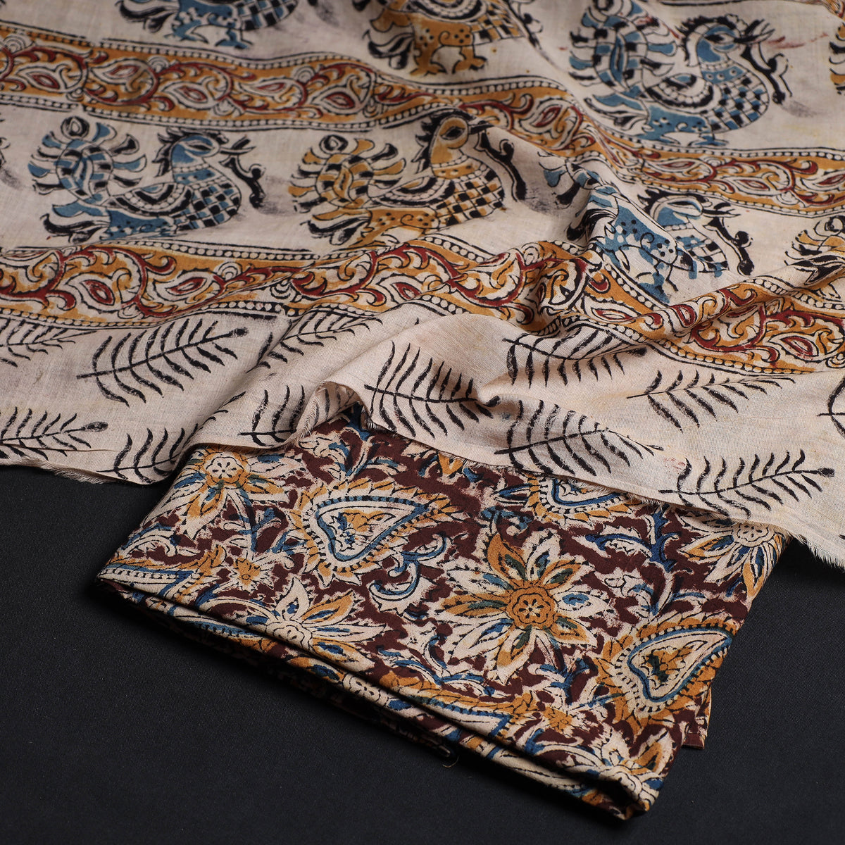 2pc Kalamkari Block Printing Cotton Suit Material Set