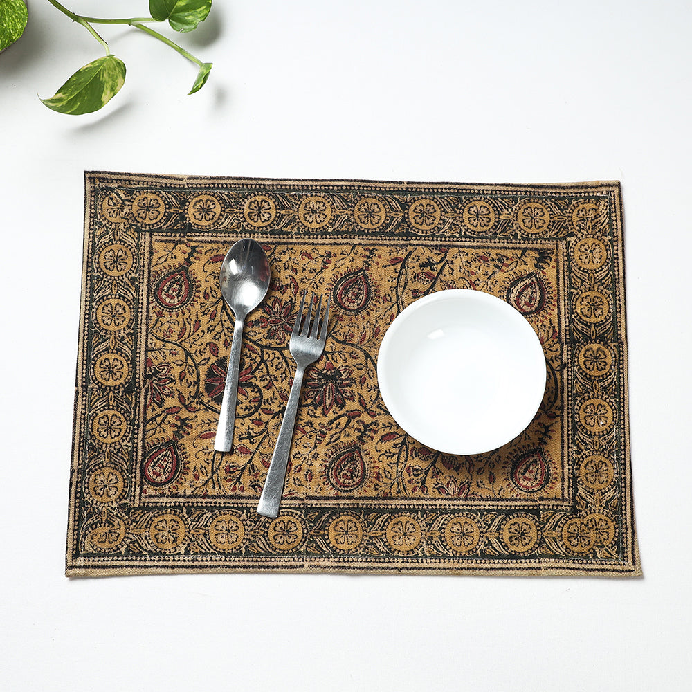 Original Pedana Kalamkari Block Printing Cotton Table Mat (18 x 13 in)