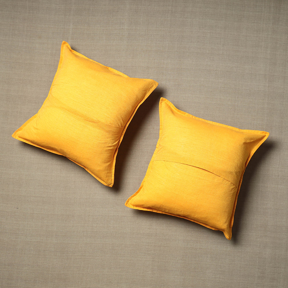 Set of 2 - Chandi Mati Kantha Work Cotton Cushion Cover (16 x 16 in)