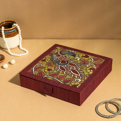 Handpainted Kalamkari Ghicha Silk Jewelry box