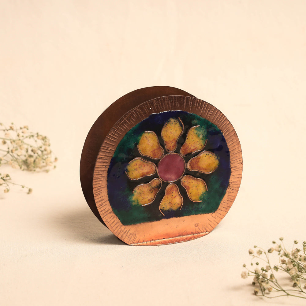 Copper Hand-Hammered Enamel Work Tissue Holder