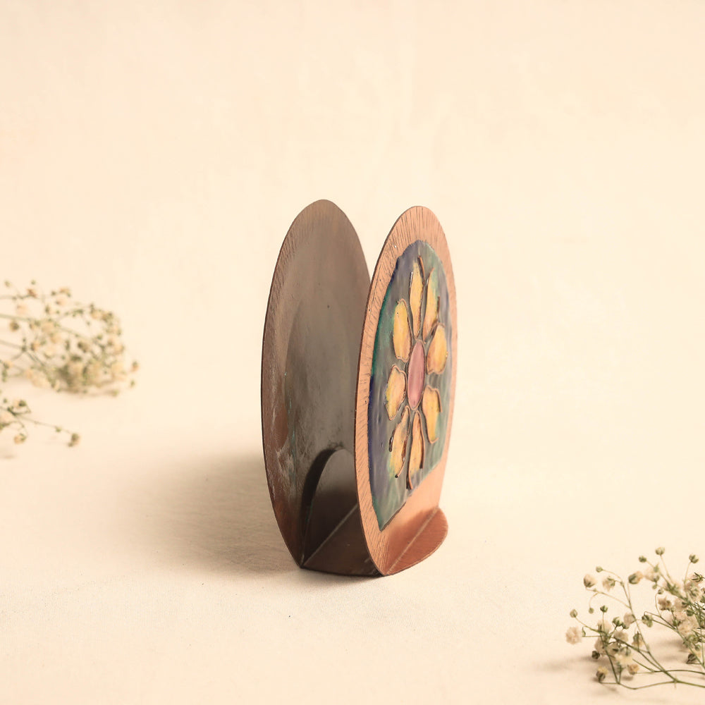 Copper Hand-Hammered Enamel Work Tissue Holder