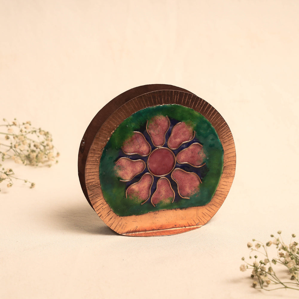 Copper Hand-Hammered Enamel Work Tissue Holder